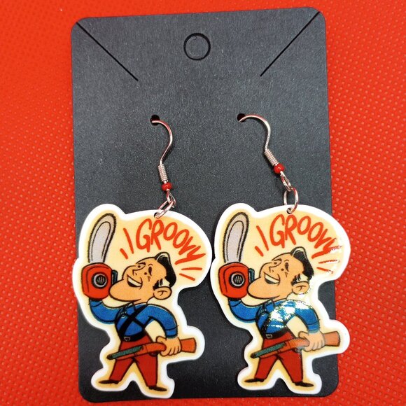 Bruce Campbell The Chin Evil Dead Groovy Earrings - Picture 1 of 3